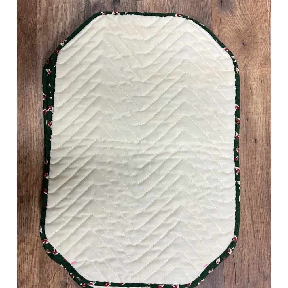 Vtg Cranston Print Works Christmas Ducks Geese Quilted Placemats Green Lot Of 6